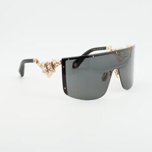 Roberto Cavalli SRC015M 0300 Sunglasses Gold Shield Frame, Brown Lenses
